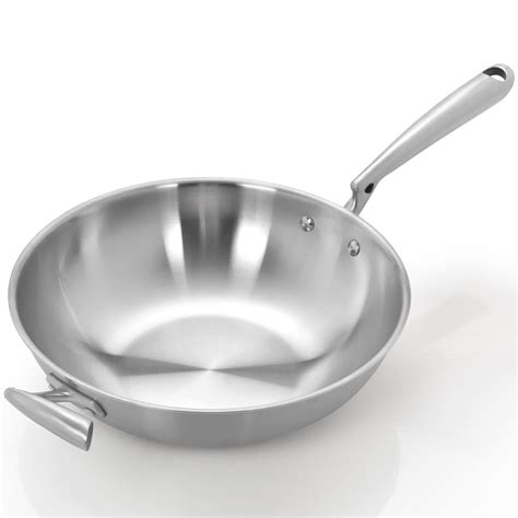 Foodstudio 12.6 Inch Stainless Steel Wok pan with Lid - 5 Ply Steel Skillet,Professional Grade ...