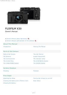 Fujifilm X30 Printed Manual