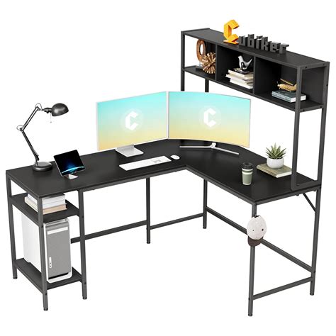 Buy Cubiker L-Shaped Desk with Hutch, 60" Corner Computer Desk, Home Office Gaming Table with ...