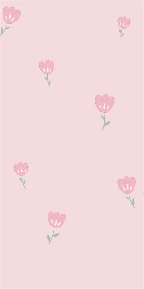 Light Pink Hand-drawn Tulip Aesthetic Mobile Phone Wallpaper Background ...