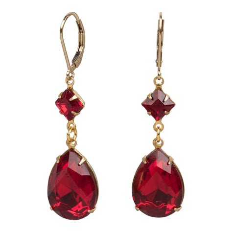 Garnet-Colored Crystal Earrings – The Shops at Mount Vernon