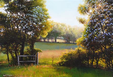 Evening light, hawthorn blossom - Beckstones Art Gallery