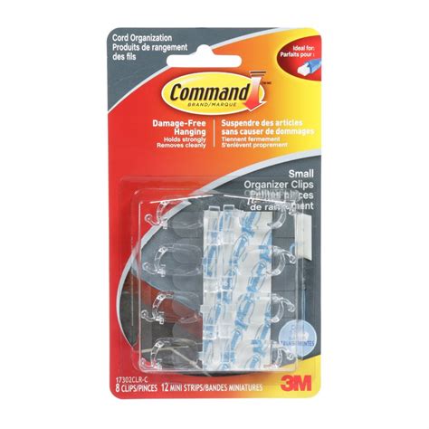 Command™ Clear Small Cord Organizers With Clear Strips