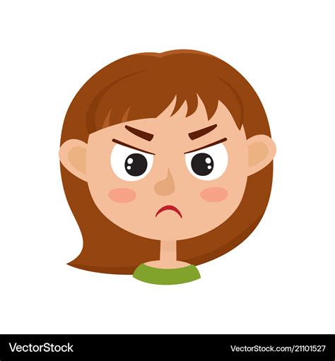 Little girl angry face expression set of cartoon Vector Image