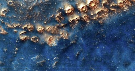 Mars Surface, Art Print for sale. Blue and golden digital painting from a photo (credit: NASA ...