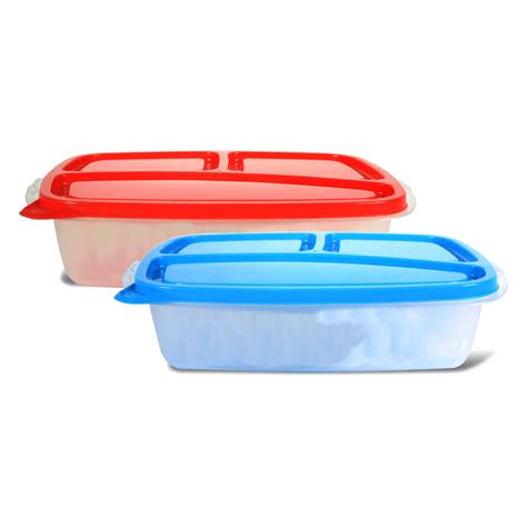 Square Plastic Container with 3-Dividers | At Home