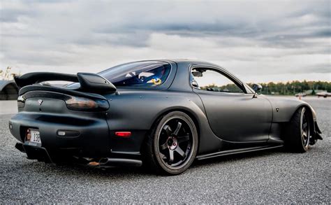 This matte black modified RX-7 is gorgeous | Mazda rx7, Rx7, Mazda