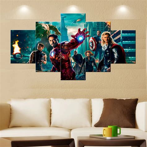 5 Panel Pictures Canvas Painting The Avengers Movie Painting Wall Art Decorative Canvas Wall Art ...