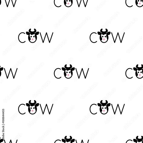 Seamless pattern with spotted cow Stock Vector | Adobe Stock