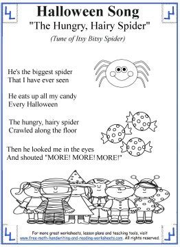 Halloween Songs for Kids - Printable Lyrics with Coloring Activities