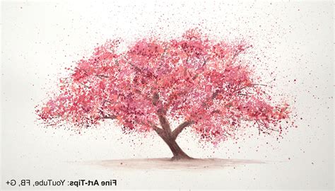 Watercolor Painting Cherry Blossom Tree Drawing / Cherry blossom flowers painting watercolor art ...