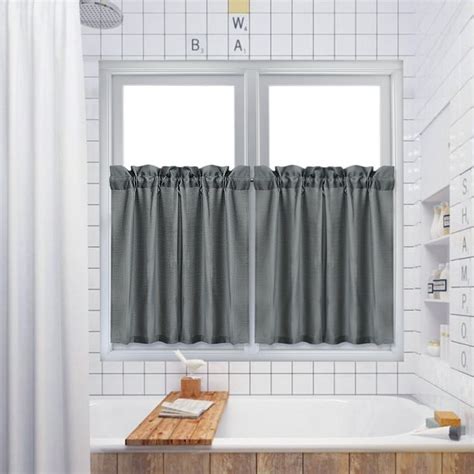 Shower Curtain, Waffle Kitchen Tier Curtains Short Length Water Repellent Rod Pocket Half Window ...