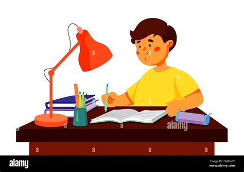 Boy Writing Homework Clipart