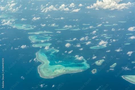 Aerial view of the Maldives islands and atolls. Maldives tourism and ...