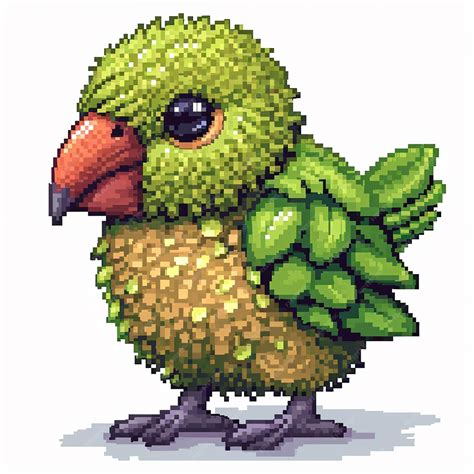 Premium Photo | A pixel cute baby kakapo illustration