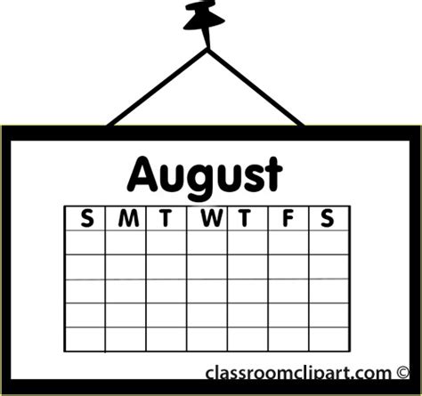 Calendar : calendar_august_outline : Classroom Clipart