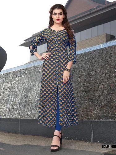 S F Kanjari Rayon Printed Straight Kurti at Rs 700 in Surat | ID: 20437560497