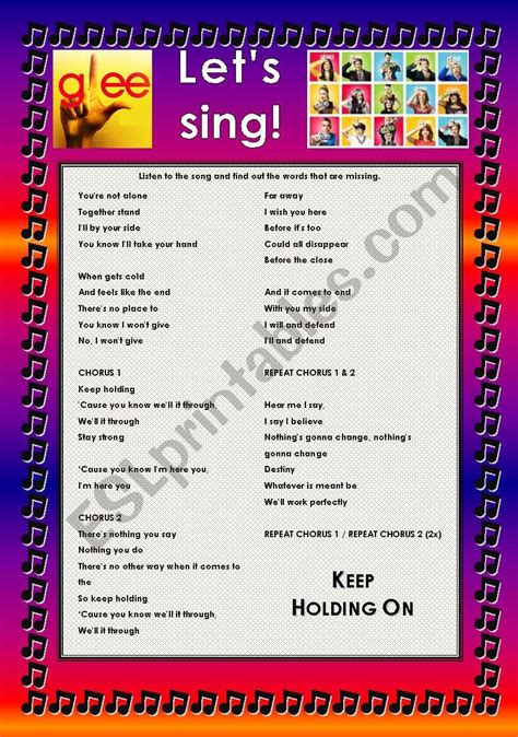 GLEE SERIES – SONGS FOR CLASS! S01E07 – FOUR SONGS – FULLY EDITABLE WITH KEY! - ESL worksheet by ...