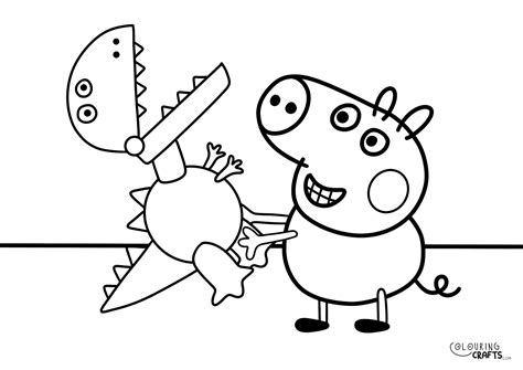 George Pig & Dinosaur Colouring Page - Colouring Crafts