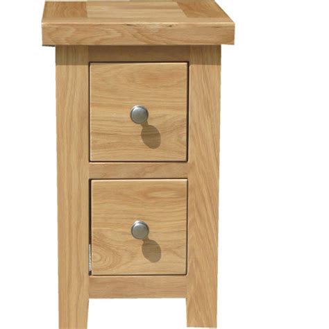 Slim 2 drawer Bedside Table - Solid Oak