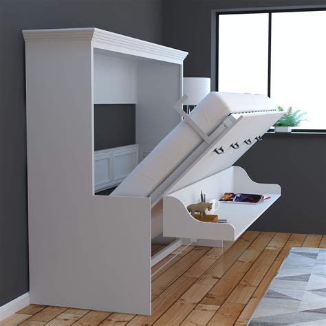 Adonis Horizontal Murphy Bed With Desk Combo White | Sleepworks