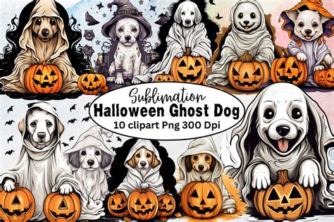 Halloween Ghost Dog Clipart Bundle Graphic by Graftify · Creative Fabrica