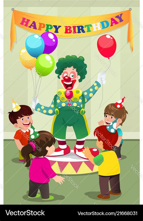 Clown carrying balloons to kids birthday party Vector Image