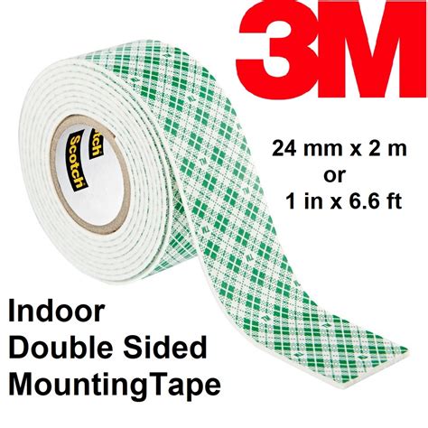 3M Double Sided Tape 24mm x 2m Foam Type Scotch Indoor Mounting Tape 1 inch x 6.6 feet 110-2A ...