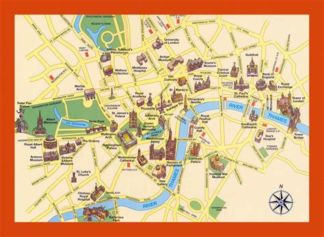 Tourist map of London city center | Maps of London | Maps of United Kingdom | Maps of Europe ...