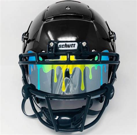 SHOC Blue Green Custom Drip 1.0 Football Visor | Football helmets ...