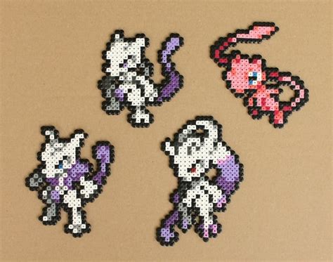 Pokemon Legendary Mew Mewtwo Handmade Pixel Art Perler Bead - Etsy