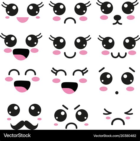 With kawaii faces Royalty Free Vector Image - VectorStock