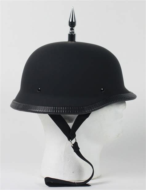 1 Spike German Flat Black Novelty Motorcycle Helmet