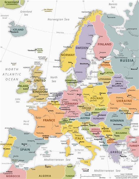 Europe Wall Map Laminated GeoPolitical Edition By Swiftmaps A2 (42cm X ...