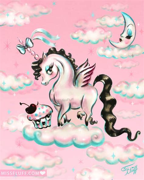 Vintage inspred Unicorn Pegasus Art by Miss Fluff - The Art of ...