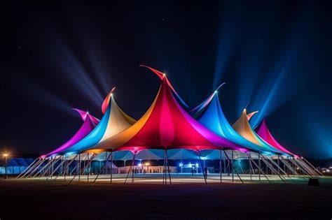 Premium AI Image | a circus tent lit up at night with bright lights