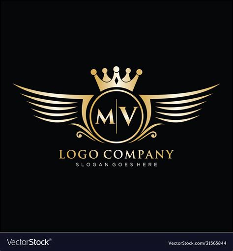 Mv letter initial with royal wing logo template Vector Image