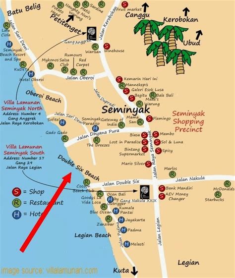 Detail Double Six Beach Seminyak Bali Location Map | Bali Weather Forecast and Bali Map Info