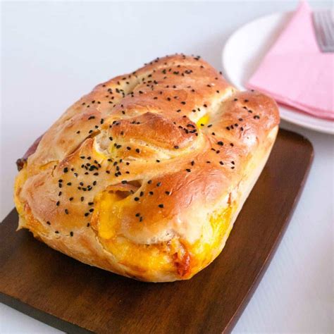 Homemade Ham and Cheese Stuffed Bread - Veena Azmanov