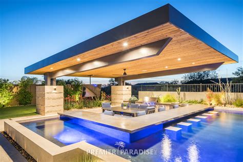 Custom Pool with Cantilevered Outdoor Kitchen | Scottsdale Arizona ...