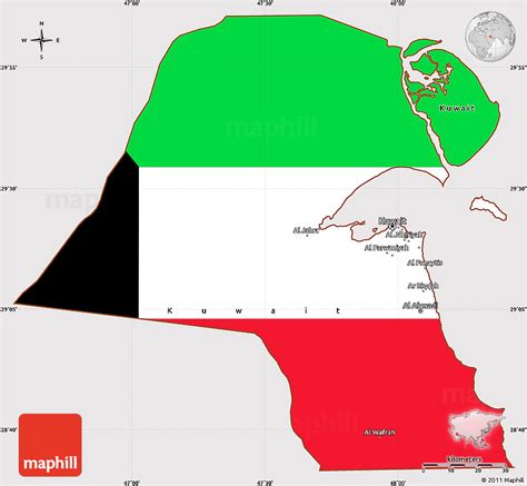 Flag Simple Map of Kuwait