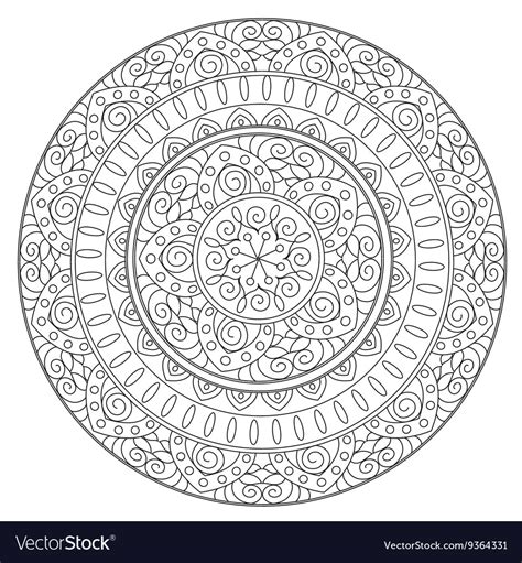 Coloring outline ethnic mandala Royalty Free Vector Image