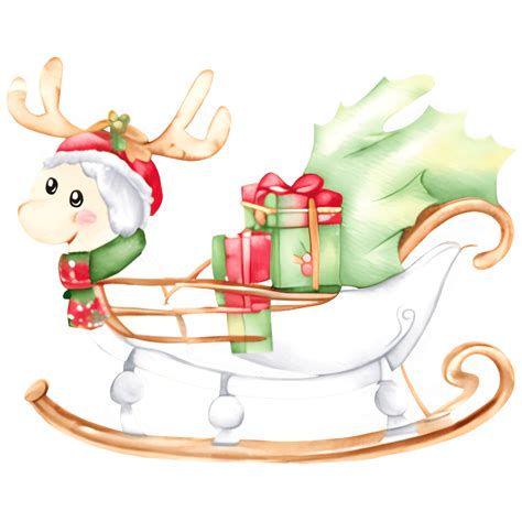 Magical Christmas Sleigh with Reindeer Clipart Design · Creative Fabrica