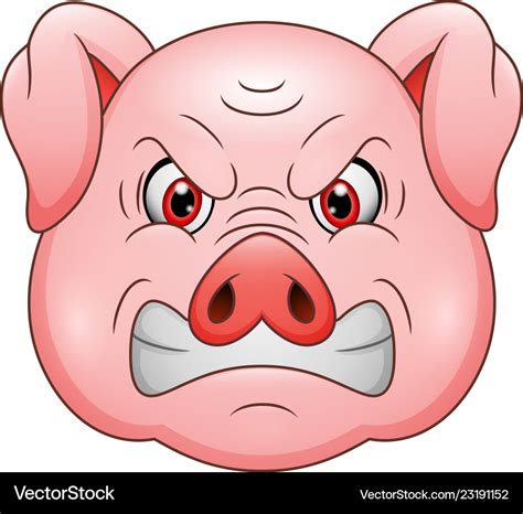 Angry pig head cartoon mascot Royalty Free Vector Image