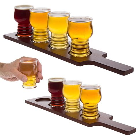 Beer Tasting Set Beer Flight 4 Beer Glasses on a Wooden Tray - Beer ...