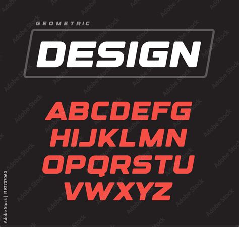 Italic bold geometric alphabet design. Sport game vector font template ...