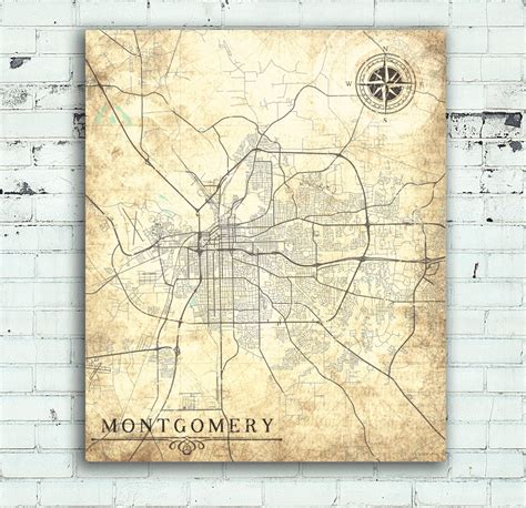 MONTGOMERY Canvas Print AL Alabama Vintage map Montgomery al | Etsy