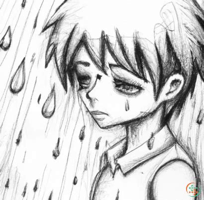 Pencil Drawing Of Sad Anime Boy In The Rain | Artificial Design