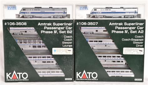 Kato N scale Amtrak passenger set including two P42 locomotives and | Barnebys