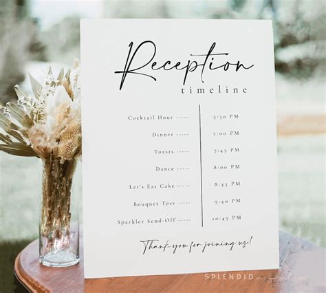 Wedding Timeline Sign Template, Reception Timeline Sign and Card Set, Order of Events, Modern ...